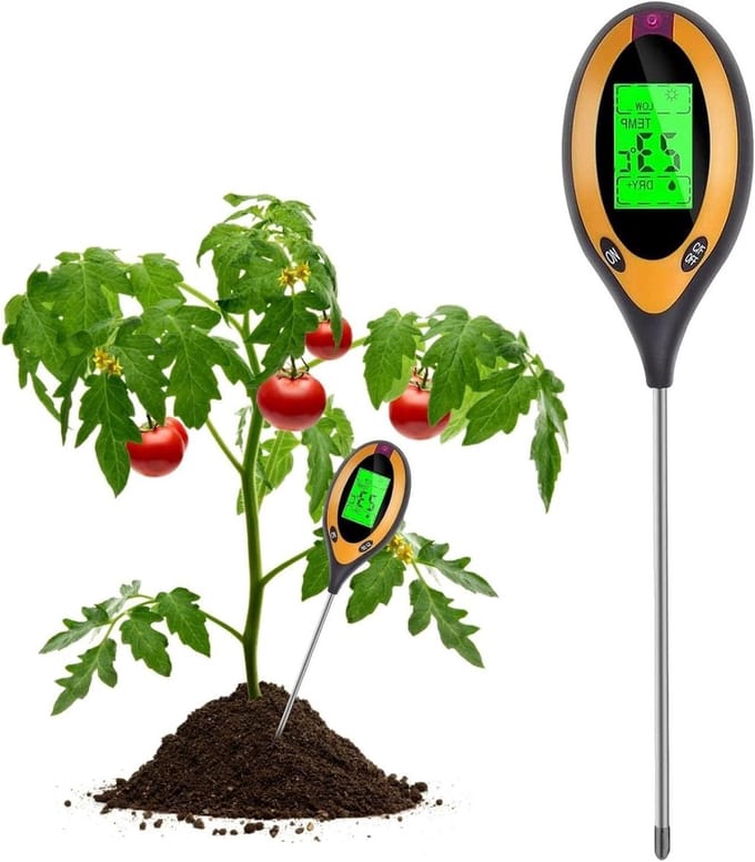 Digitale Grondmeter - Bodem Tester - Planten Verzorgen - 4-in-1 Meting - 32 cm - Zwart