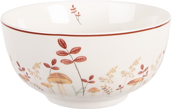 Clayre & Eef Soepkom 500 ml Beige Porselein Paddenstoelen
