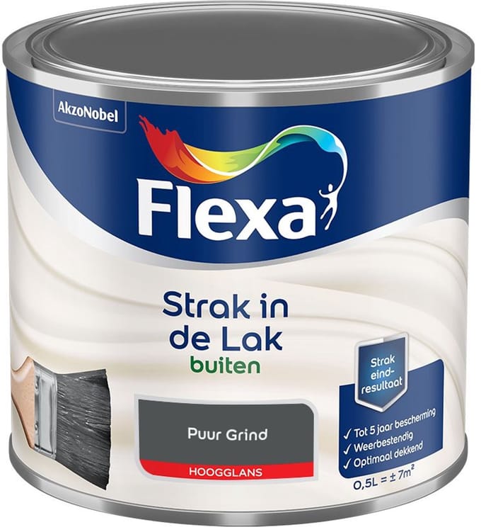 Flexa - Strak In De Lak Buitenlak Hoogglans - Puur Grind - Mengverf - 500 Ml