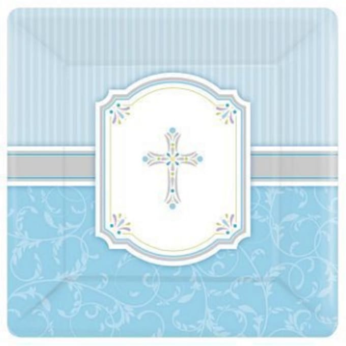Wegwerpbordjes blessings blue 26cm - 8st