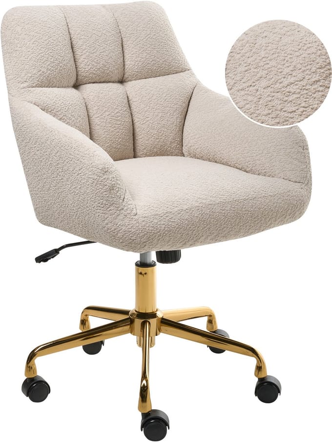 PALMDALE - Bureaustoel - Lichtbeige - Bouclé