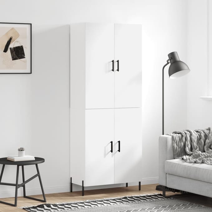 vidaXL - Hoge - kast - 69,5x34x180 - cm - bewerkt - hout - wit