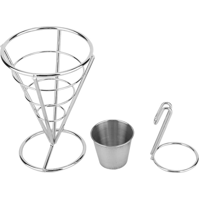 Vergulde Frietstand Buffet Kegel Snacks Displaystandaard Frietmanden(Dubbele Cup) white