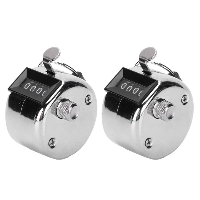 2 Stuks Hand Tally Handmatige Knop Teller Roestvrij Staal 09999 voor Werkplaats Inventaris gray