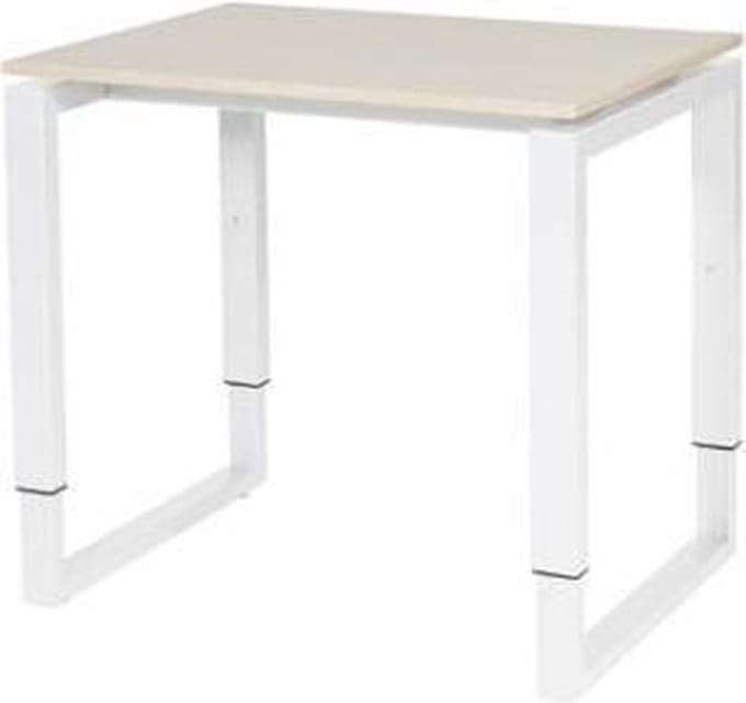 Verstelbaar Bureau - Domino Plus 80x60 Eiken - wit frame