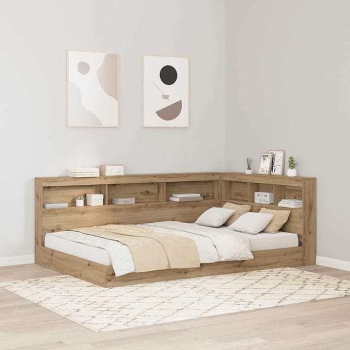 vidaXL - Opberghoofdbord - Artisan - Eiken - Bewerkt - hout