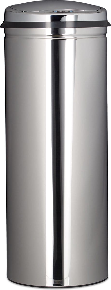 prullenbak - 50 l - sensor - automatische deksel - rvs - rond - 80 x 30 cm - keuken