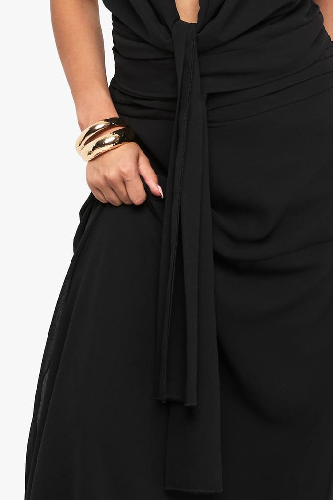 boohoo Dames Chiffon maxi-rok met plaszoom | Black | Maat: 6