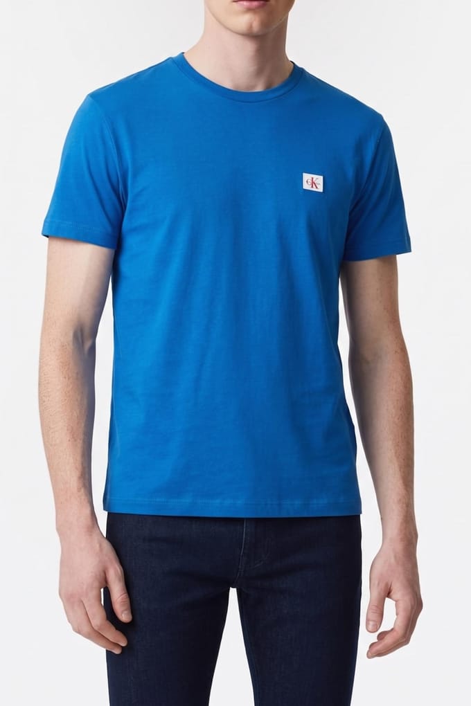 Calvin Klein Ss Badge 30s Jersey Tee Classic Blue Taglia: M | Magliette basic Outlet | Uomo | Blu