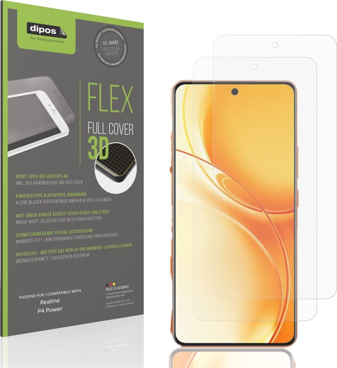 dipos FLEX – 2x Matte Screenprotector geschikt voor Realme P4 Power | Volledige Schermbescherming | Case-Friendly