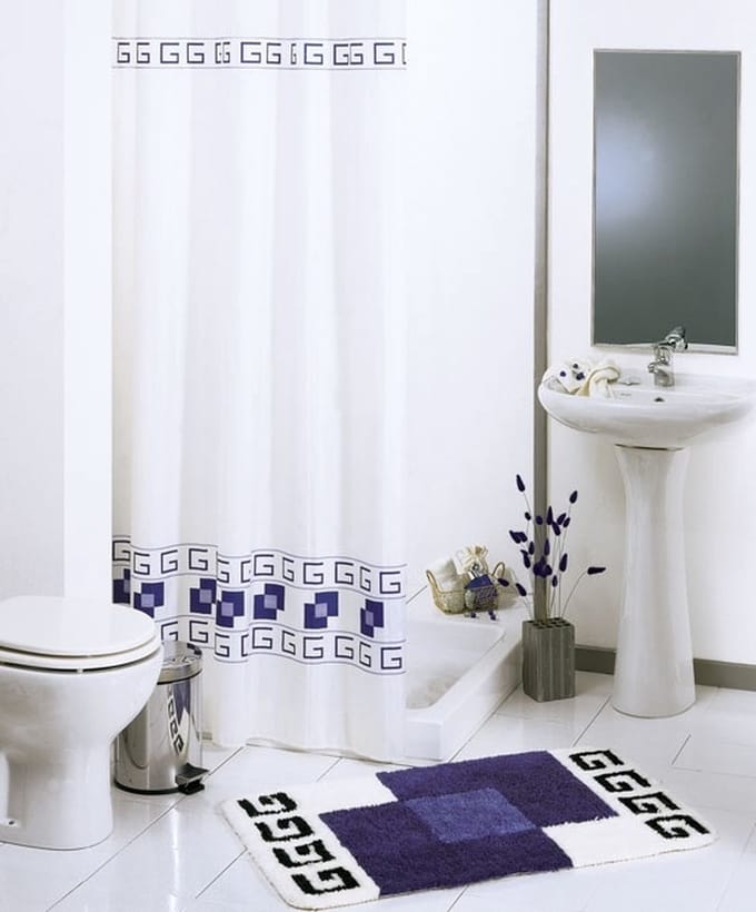 Douchegordijn 180x200 textiel Square blauw