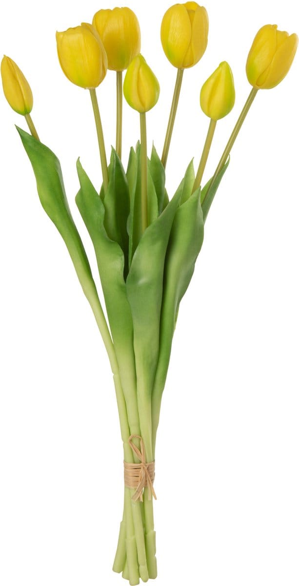 J-Line boeket Tulpen 7 stuks - kunststof - geel - large