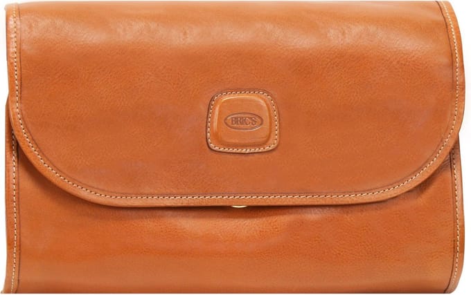BRIC'S Leren Toilettas Life Pelle Necessaire Leather Bruine