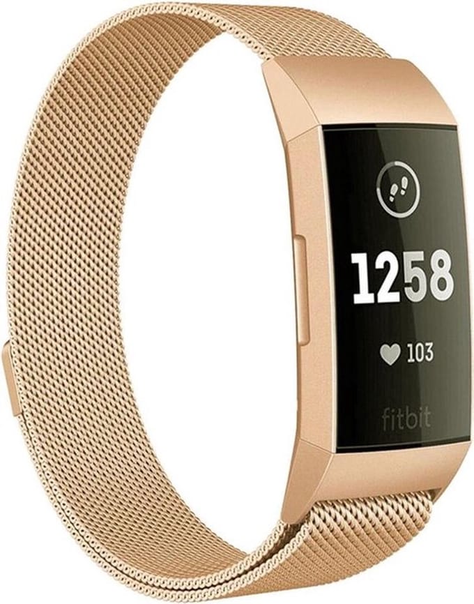 Shop4 - Geschikt voor Fitbit Charge 3 Bandje - Small Metaal Goud