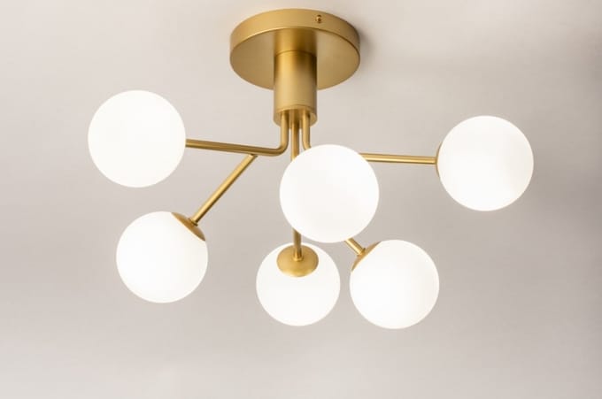 Lumidora Plafondlamp 74526 - Plafonniere - GINO - 6 Lichts - G9 - Wit - Goud - Messing (kleur) - Metaal