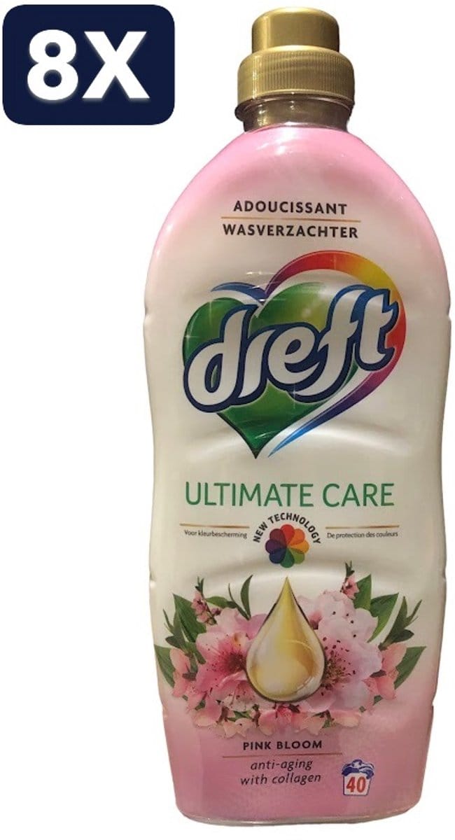 8 x Dreft Wasverzachter Pink Bloom - 40 Wasbeurten - 1 Liter