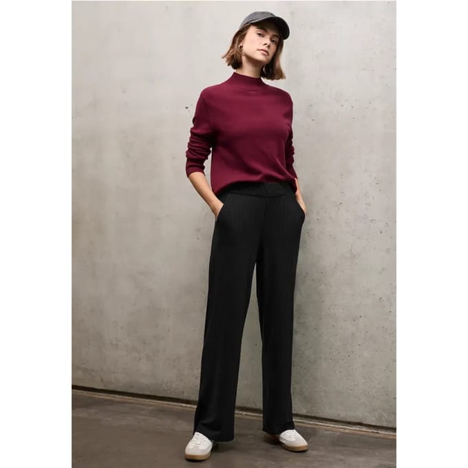 Street One Studio Dames Jersey broek met split in Zwart, in size: 44