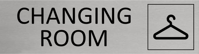 CombiCraft Aluminium deurbordje Changing room 165x45mm met tape - per stuk