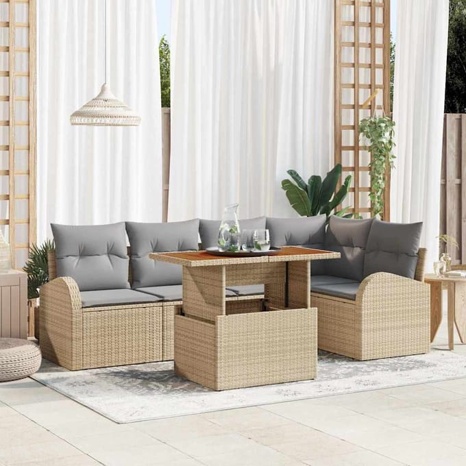 vidaXL - Tuinbank - Set - 6 - st - beige - en - lichtgrijs