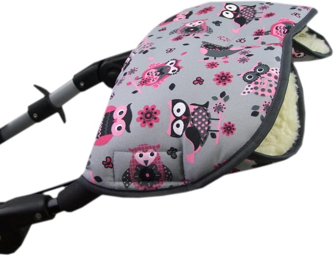 Kinderwagen Muts - Handwarmer Wanten - Warme Handen - Universele Pasvorm - 60 cm Breed - Uilenprint