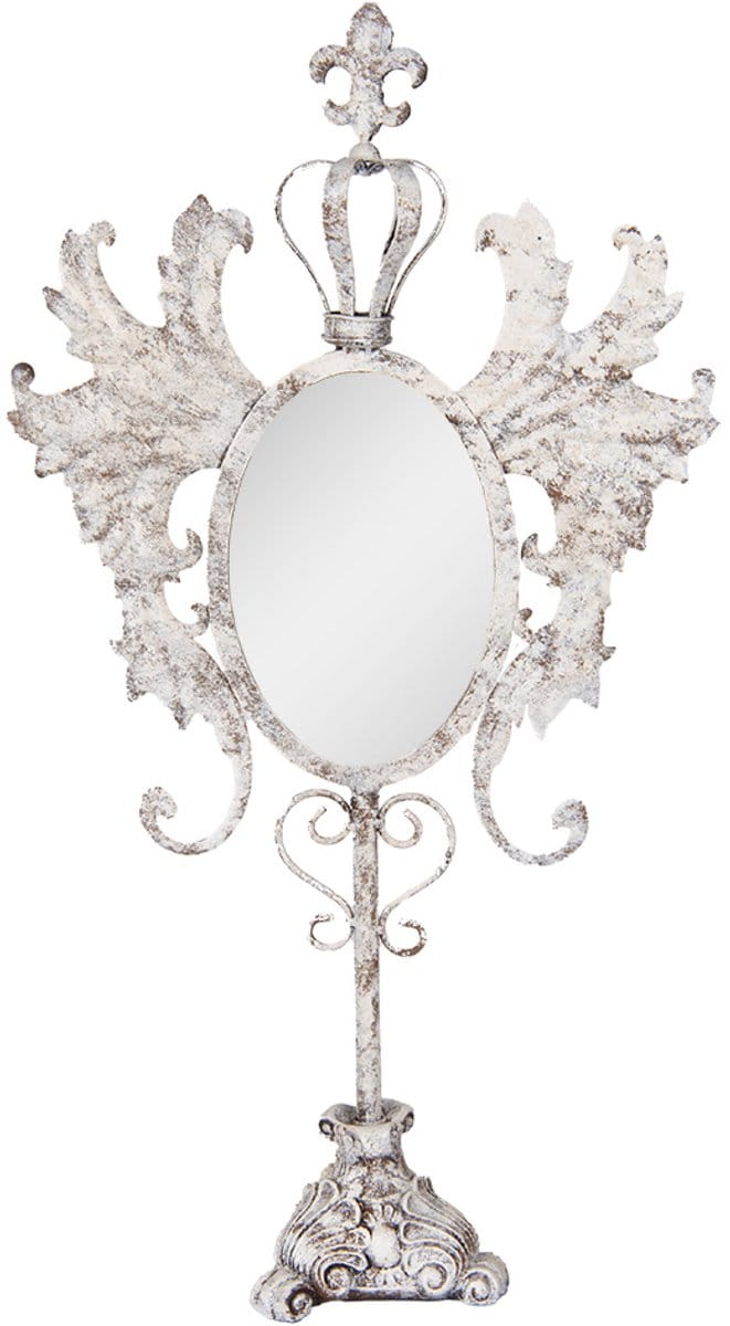 Clayre & Eef Tafelspiegel 37x14x68 cm Wit Metaal