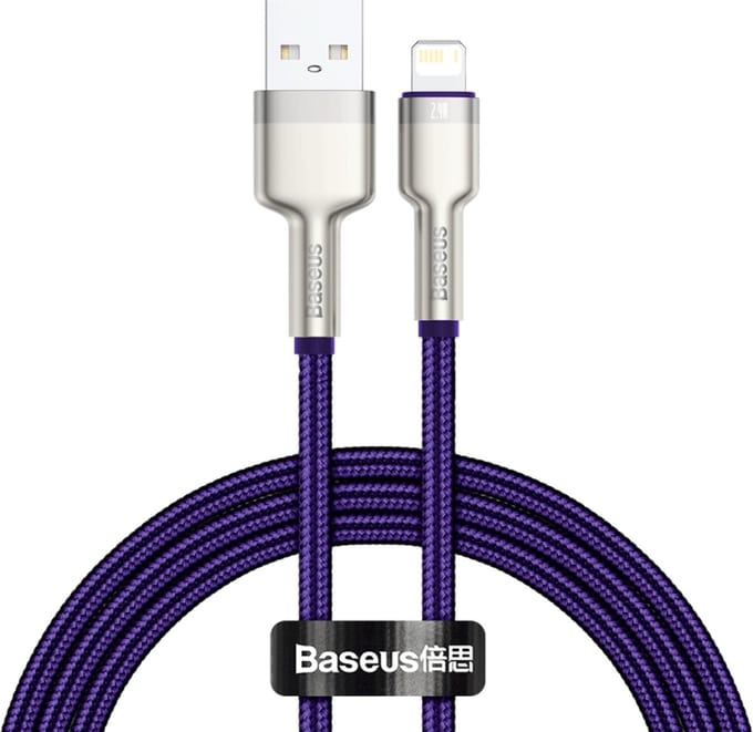 USB-A - Lightning Data- en Oplaadkabel Baseus Cafule Metal Series, 18W, 1m, Paars CALJK-A05