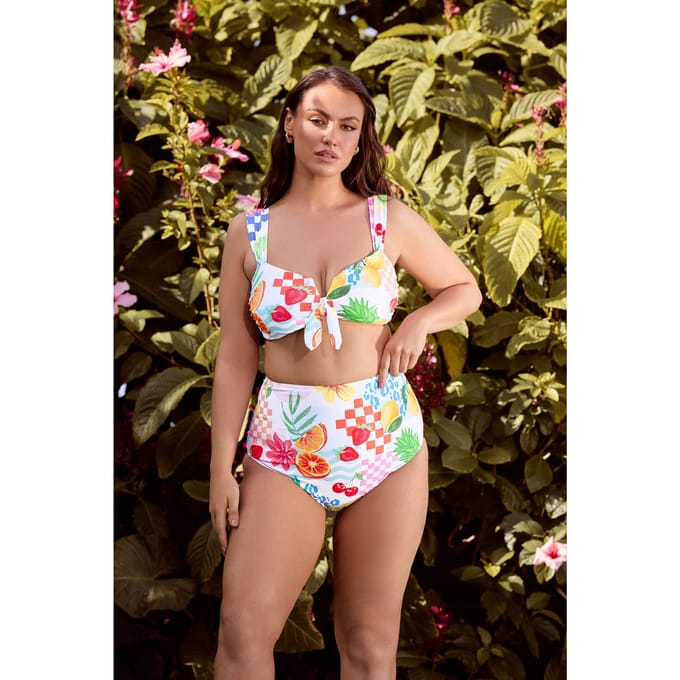 Yours Roze Bikinitop Met Tropische Print Size 46