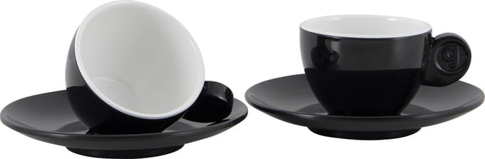 Gimex - Solid Line - Espresso set - Zwart & Wit - 85 ml - 2 Stuks