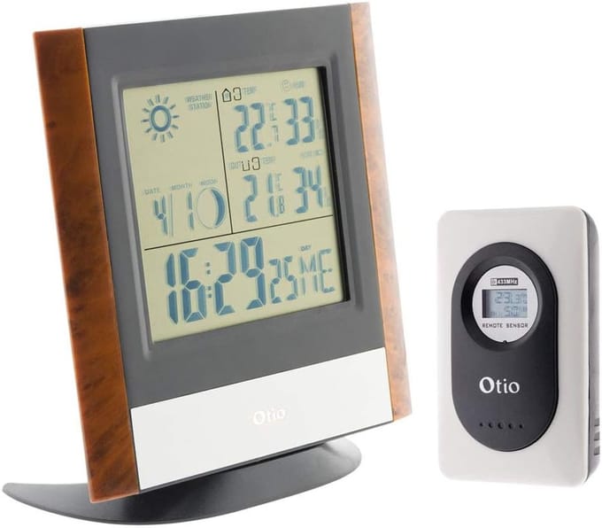 Multifunctioneel Weerstation - Hout Weerstation - Binnen Weer Informatie - Draadloze Buiten Sensor - Hout