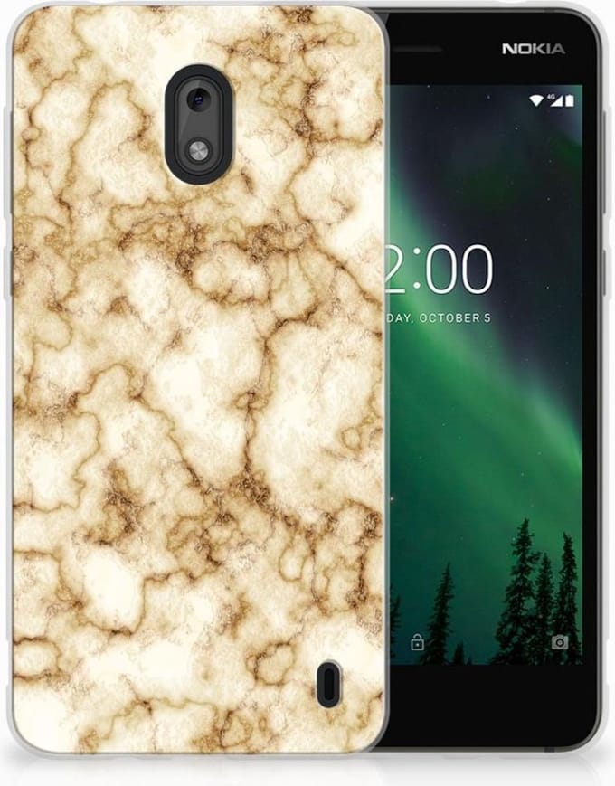 Nokia 2 TPU Siliconen Hoesje Marmer Goud