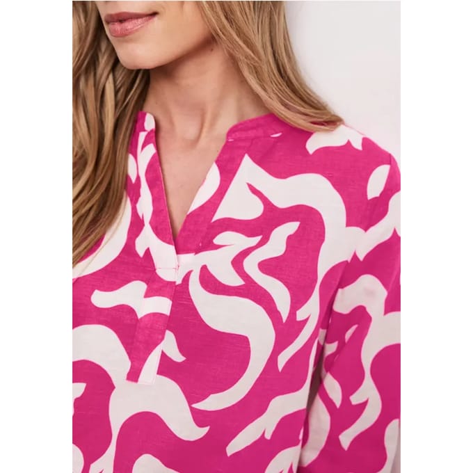 Blouse met gespleten hals van linnenmix