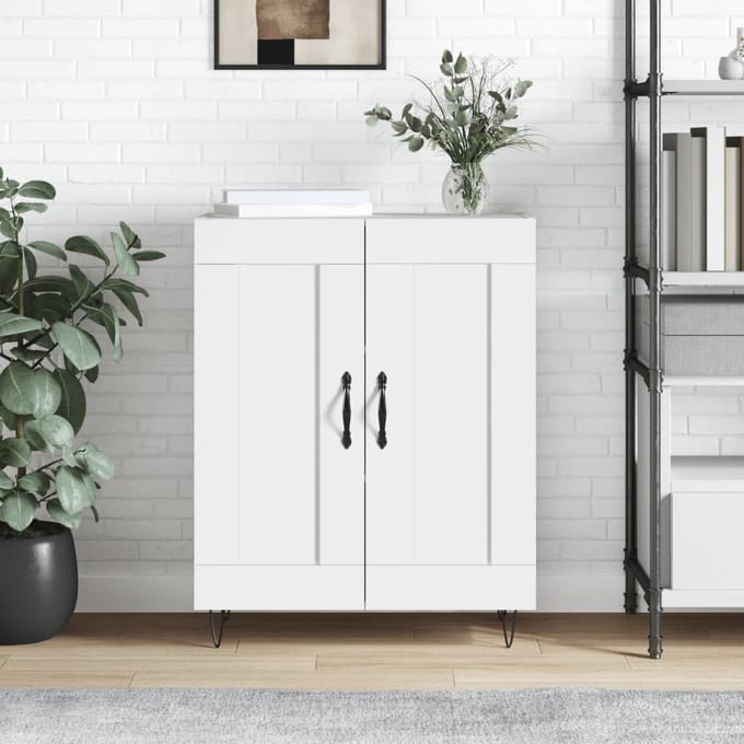vidaXL - Dressoir - 69,5x34x90 - cm - bewerkt - hout - hoogglans - wit