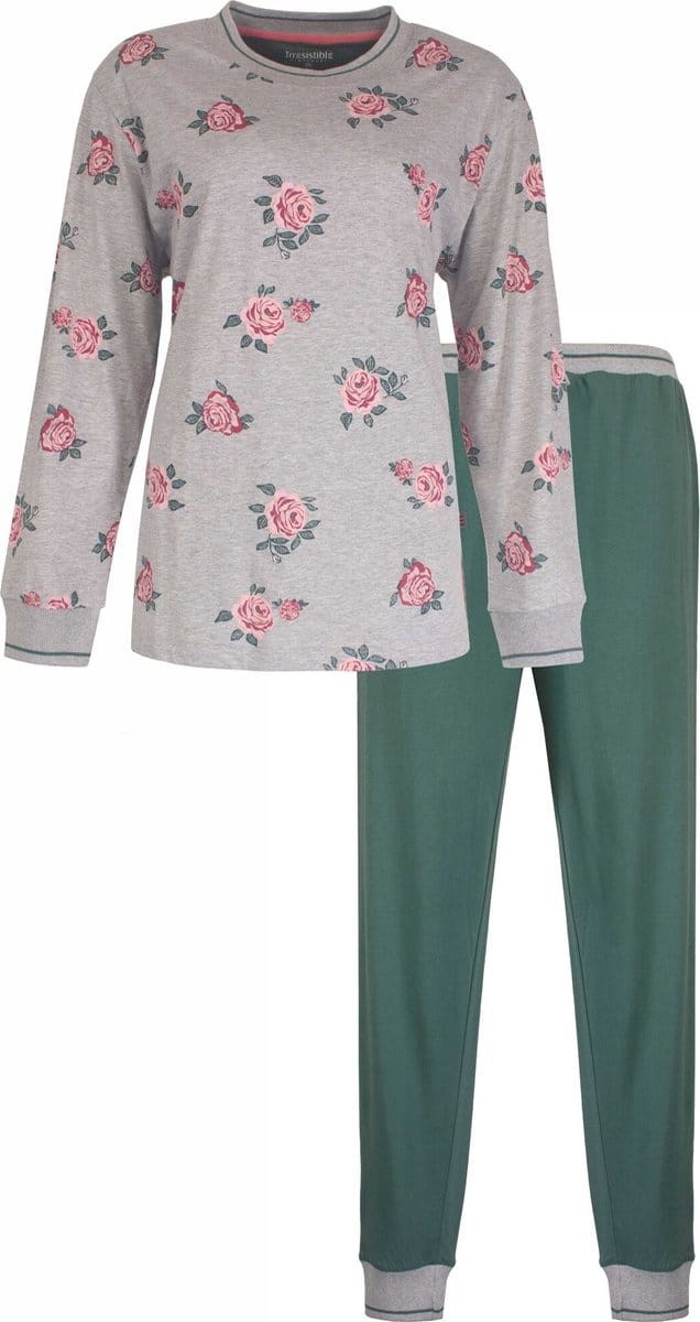 Irresistible Dames Pyjama - 100% Katoen - Grijs Melange - Maat L