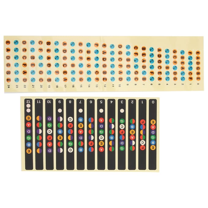 2 Pièces Autocollant Note de Guitare Étiquette d'Identification d'Échelle de Touche Décalcomanie Musicale pour Débutant(Coloré beige
