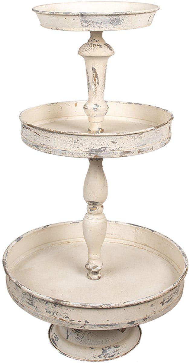 Clayre & Eef Etagère 3 laags Ø 42x75 cm Beige Metaal