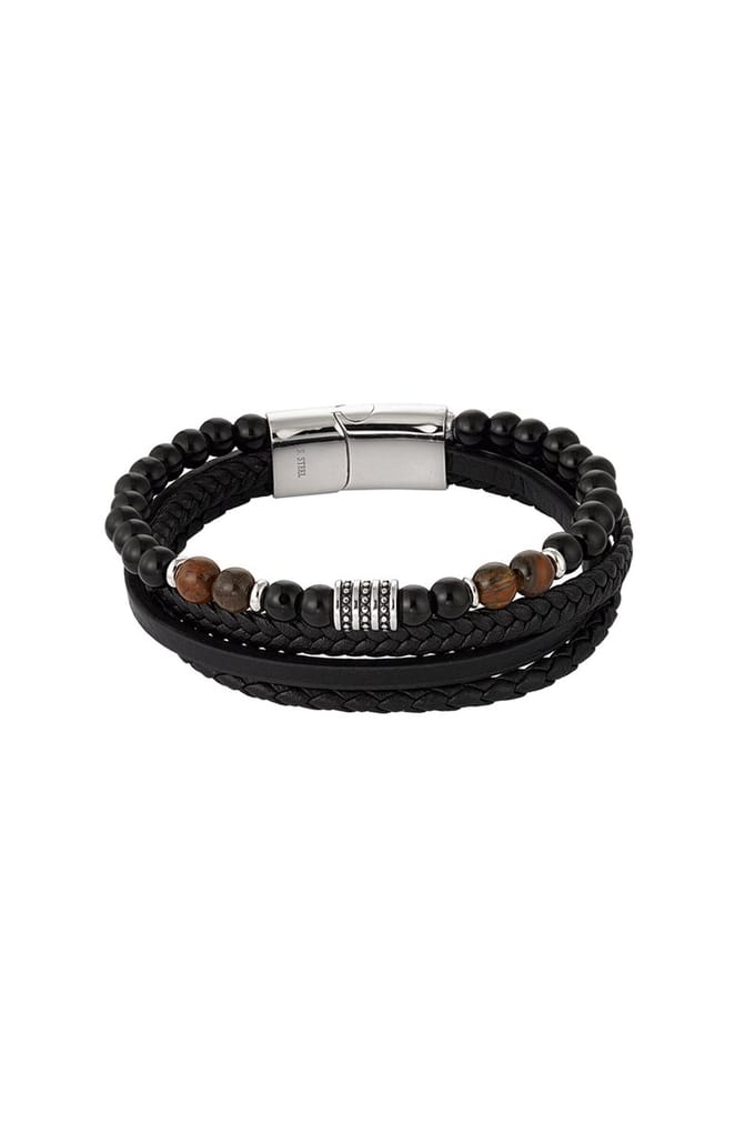 Heren armband - 21,5 cm - kralen - Stainless Steel