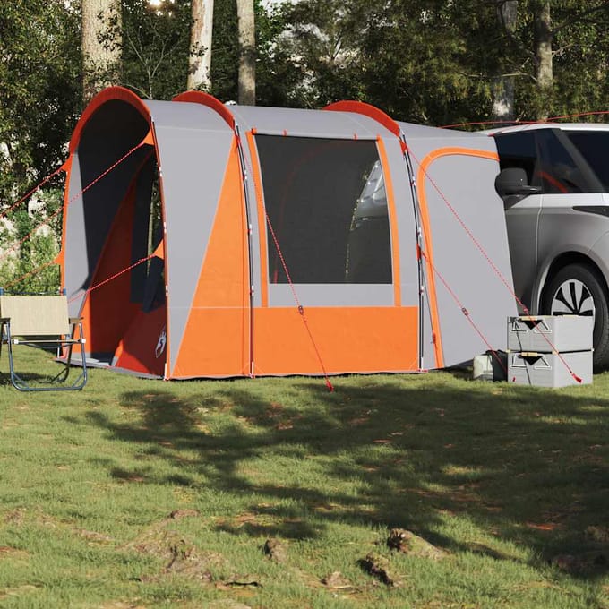 vidaXL - Autotent - 4-persoons - waterdicht - grijs - en - oranje