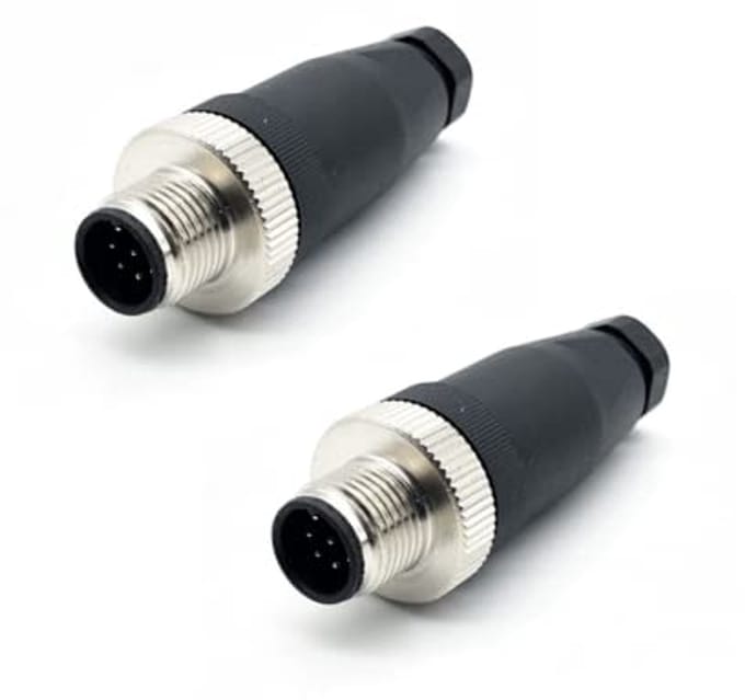 8-polige M12-stekkers met schroefaansluiting - IP67 waterdicht (2 stuks)