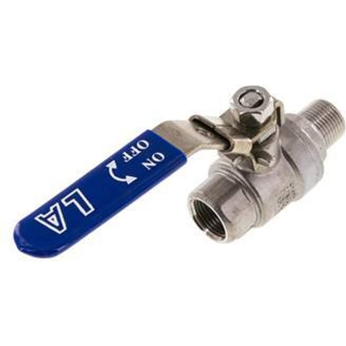 Buiten x Binnendraad R/Rp 3/8 inch PN 63 2-Weg RVS Kogelkraan - BL2SH-M-63-MF-038