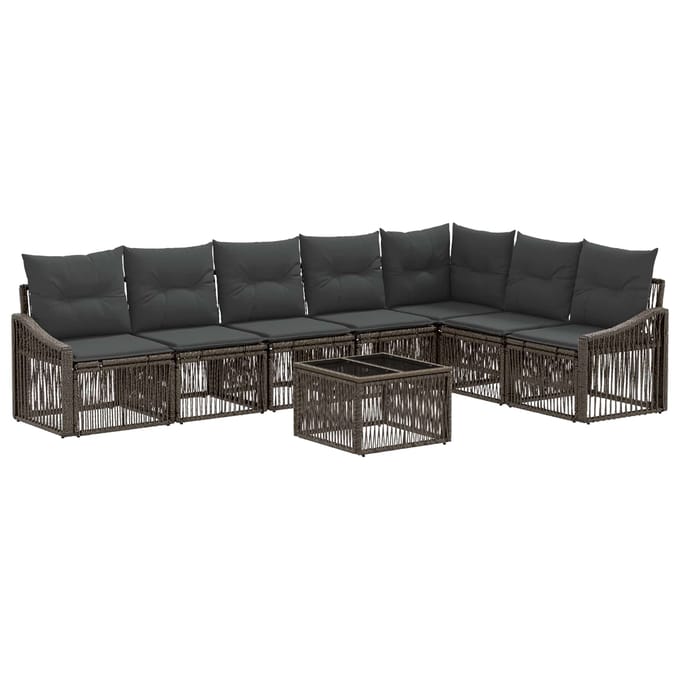 vidaXL - Tuinbank - Set - 8 - st - Grijs - poly - rattan