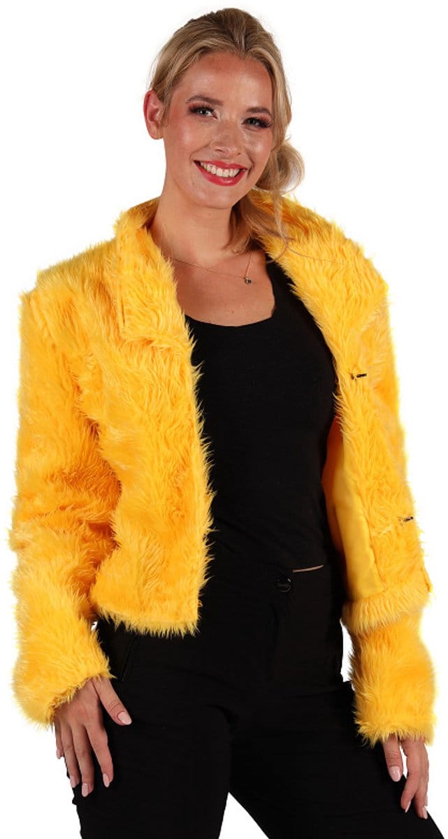 Bontjasje Geel - Zachte Pluche Jas - Dames - Maat M/L
