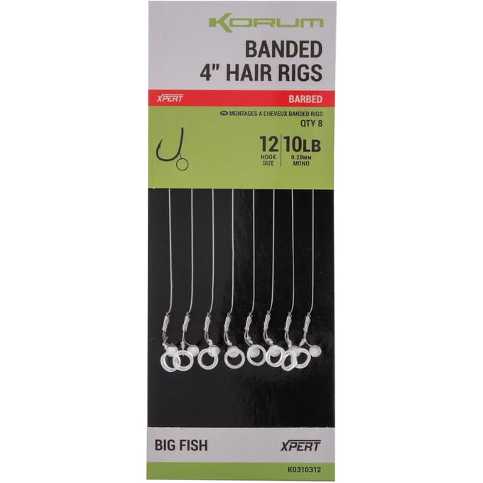 Dobber met een haak Korum Banded Hair Barbless (x8)