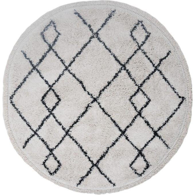 Vloerkleed Medina Cream Rond ø120 cm - Hoogpolig Vloerkleed – Berber / Bohemian Design
