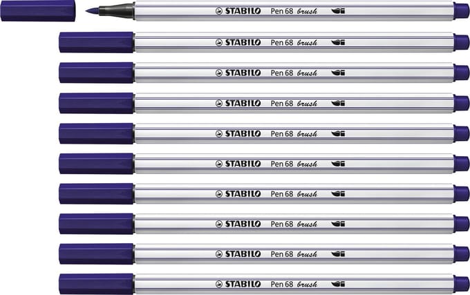 Brushstift STABILO Pen 568/22 Pruisisch blauw - 10 stuks