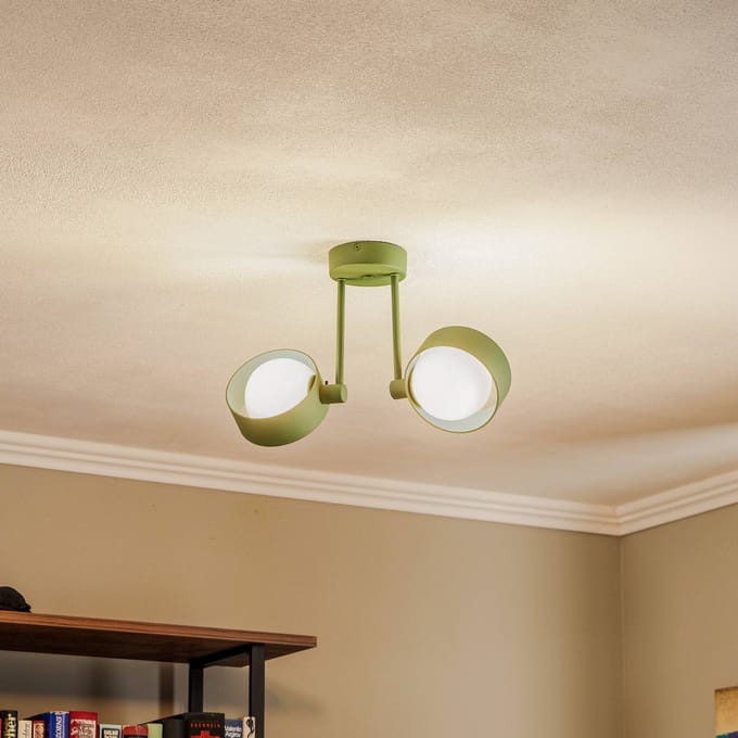 Argon Plafondlamp Mado, 2-lamps, groen
