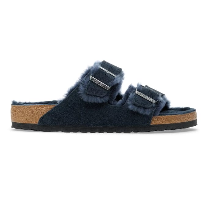 Sandalen Birkenstock Arizona Shearling Suede Leather/Fur New Navy