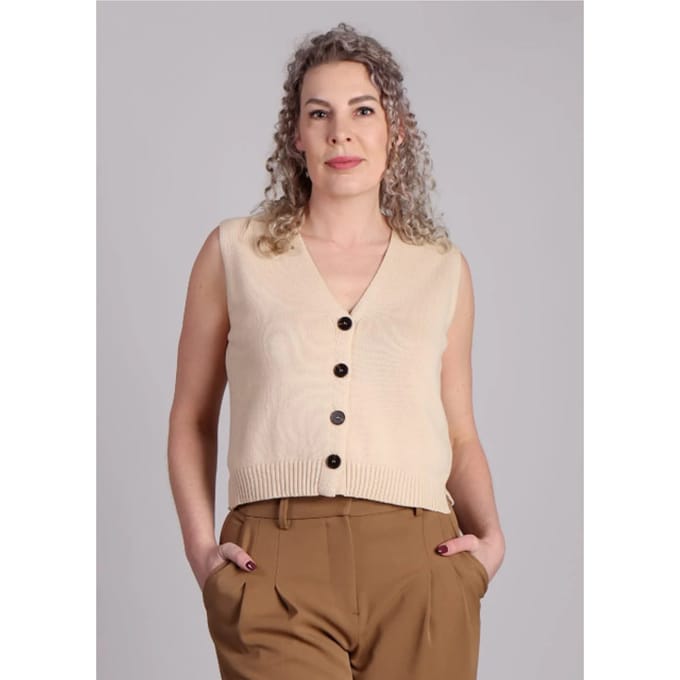 Grace & Mila Pancake gilet gebreid Beige