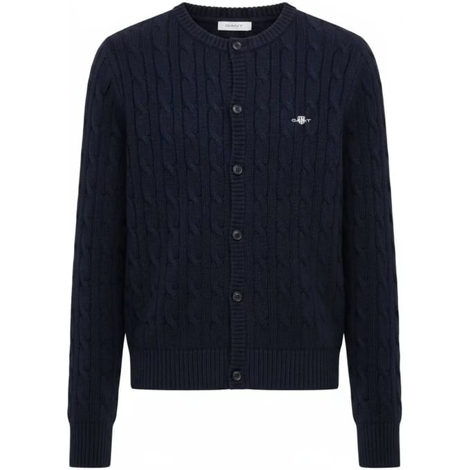 Gant Eights Gebreid Vest In Navy Elastisch Katoen