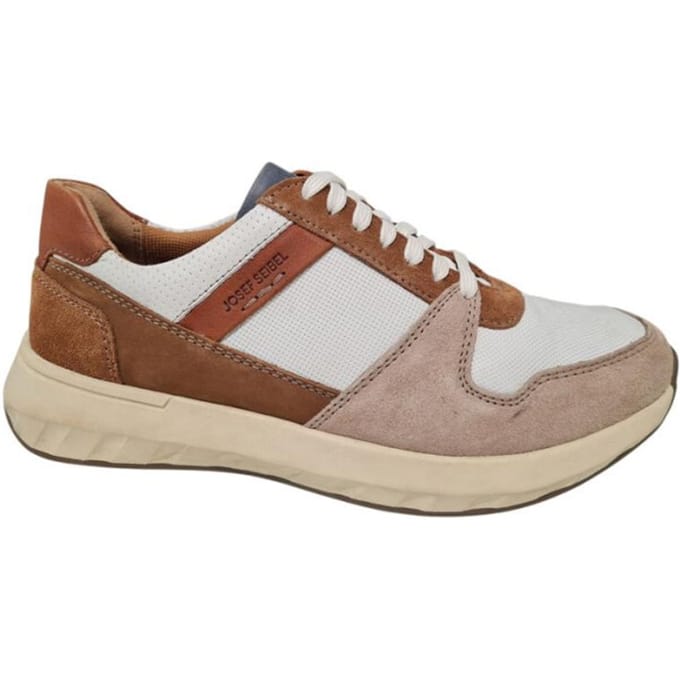 JOSEF SEIBEL Leren Extra Brede Heren Sneakers - Wit Bruin - 44