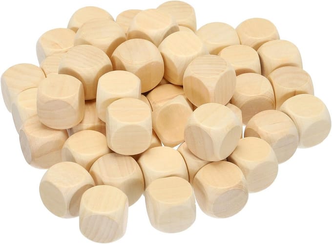 50 Stuks Blanco Houten Dobbelstenen 20mm Voor Knutselen en Spel
